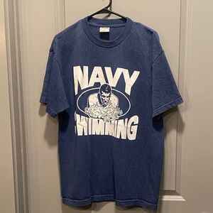 United States Naval Academy Vintage Navy Swimming Graphic Tee | Men’s Large | 20